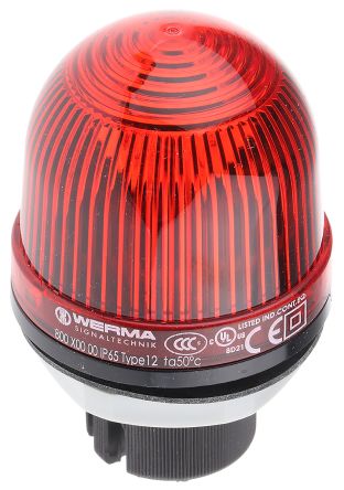 Werma EM 800, Glühlampe Dauer Signalleuchte Rot, 12 → 240 V Ac/dc, Ø 57mm X 85mm