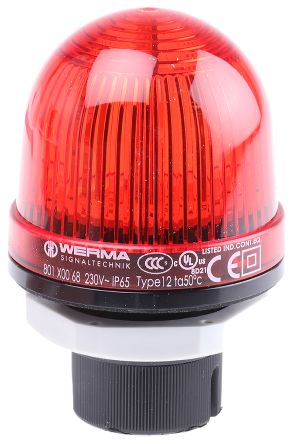 Werma EM 801, LED Dauer Signalleuchte Rot, 230 V Ac, Ø 57mm X 85mm
