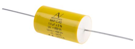 KEMET Condensador De Polipropileno PP, 1.5μF, ±5%, 850V Dc, Montaje En Orificio Pasante