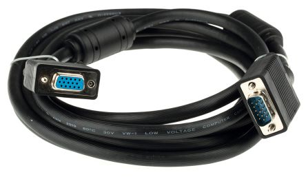Roline VGA-Kabel A VGA / Stecker B VGA / Buchse, 3m Schwarz
