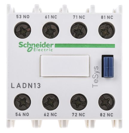 施耐德 辅助触点块, 4触点, LADN系列, 前面安装, 1 常开 + 3 常闭