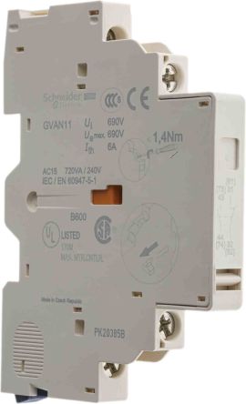 Schneider Electric GVAN Hilfskontakt 2-polig TeSys, 1 Öffner + 1 Schließer Seitliche Montage Mit Schraubanschluss