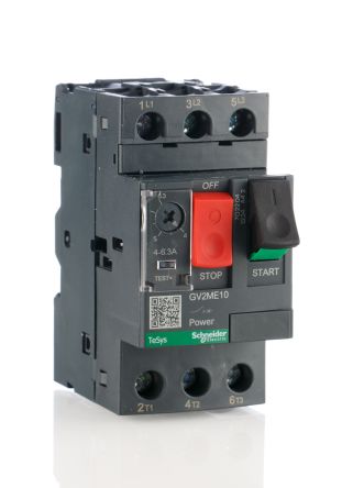 施耐德 电机保护断路器, GV2ME系列, 额定电流4 → 6.3 a, 电源电压690 V