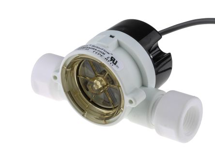 Gems Sensors RotorFlow Electronic 流量传感器, RFO 系列, 介质监测液体, 最大流量75 L/min, 4.5 → 24 V 直流电源 聚丙烯, 6.9bar最大压力