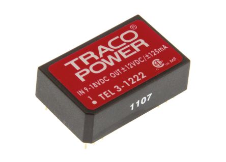 TRACOPOWER TEL 3 DC/DC-Wandler 3W 12 V Dc IN, ±12V Dc OUT / ±125mA 1.5kV Dc Isoliert