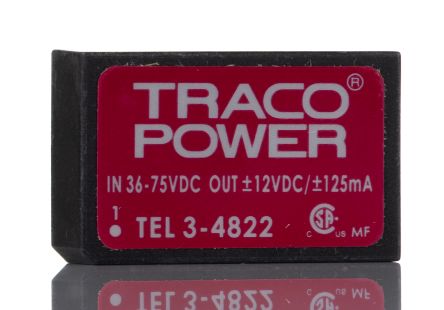 TRACOPOWER TEL 3 DC/DC-Wandler 3W 48 V Dc IN, ±12V Dc OUT / ±125mA 1.5kV Dc Isoliert