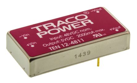 TRACOPOWER TEN 12 DC/DC-Wandler 12W 48 V Dc IN, 5V Dc OUT / 2A 1.5kV Dc Isoliert