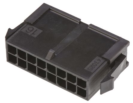 Molex Micro-Fit 3.0 Steckverbindergehäuse Stecker 3mm, 16-polig / 2-reihig Gerade, Tafelmontage Für