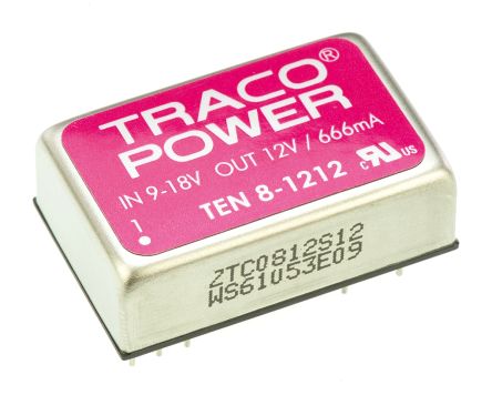 TRACOPOWER TEN 8 DC/DC-Wandler 8W 12 V Dc IN, 12V Dc OUT / 665mA 1.5kV Dc Isoliert