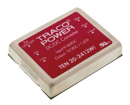 TRACOPOWER TEN 20WI DC/DC-Wandler 20W 24 V Dc IN, 12V Dc OUT / 1.67A 1.5kV Dc Isoliert