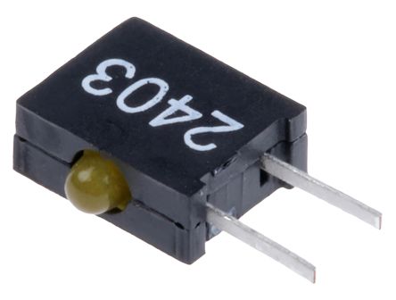 Dialight Indicador LED Para PCB A 90º Amarillo, λ 583 Nm, 1 LED, 3 V, 40 °, Dim. 6.22 X 2.54 X 6.35mm, Mont. Pasante