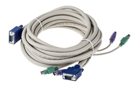 RS PRO KVM Cable, 7.5m, PS/2 X 2 ; VGA Vers PS/2 X 2 ; VGA