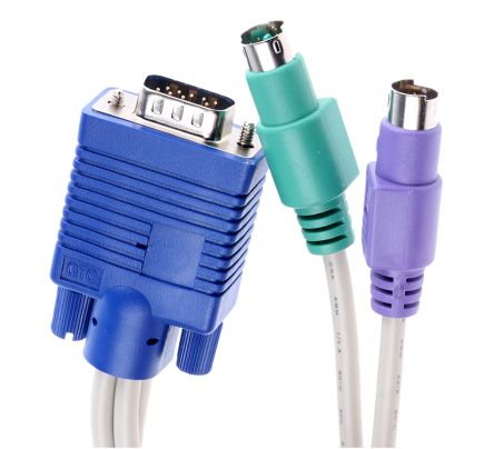 RS PRO Cable KVM De 5m, Con. A: PS/2 X 2; VGA Hembra, Con. B: PS/2 X 2; VGA Macho