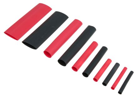 TE Connectivity 聚烯烃热缩管, RNF100系列, 4.8mm直径, 50mm长, 黑色, 红色, 2:1