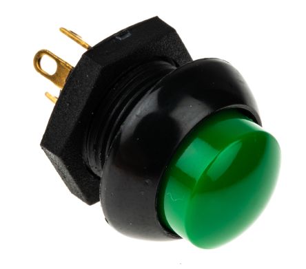 Otto 绿色按钮开关, 面板安装, 瞬时操作, 无指示灯, 单刀双掷