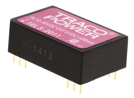 TRACOPOWER TEL 3 DC/DC-Wandler 3W 20 V Dc IN, 5V Dc OUT / 600mA 1.5kV Dc Isoliert