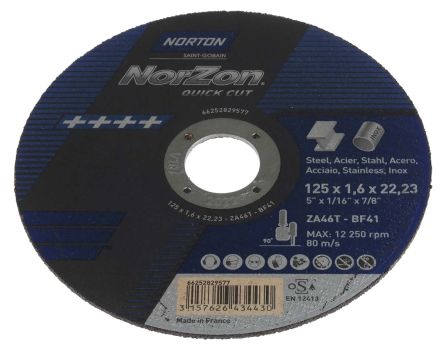 Norton, 研磨片, Cutting Disc系列, 盘直径125mm, 磨料粒度P46, 厚度1.6mm