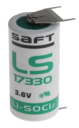 Saft 2/3 A Batterie, 3.6V / 2.1Ah Li-Thionylchlorid, Lötanschluss 33.1 X 16.3mm