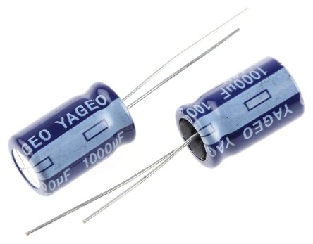 Yageo 1000μF Electrolytic Capacitor 16V Dc, Through Hole - SK016M1000B5S-1015