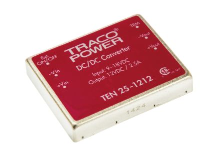 TRACOPOWER TEN 25 DC/DC-Wandler 25W 12 V Dc IN, 12V Dc OUT / 2.5A 1.5kV Dc Isoliert