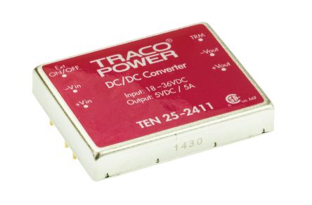 TRACOPOWER TEN 25 DC/DC-Wandler 25W 24 V Dc IN, 5V Dc OUT / 5A 1.5kV Dc Isoliert