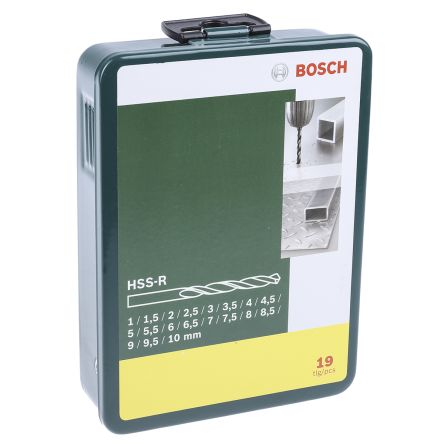 Bosch 19-Piece Twist Drill Bit Set For Metal, 10mm Max, 1mm Min, HSS-R Bits