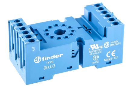 Finder Support Relais Série 90 8 Contacts, Rail DIN, 250V C.a., Pour Relais Série 60.13
