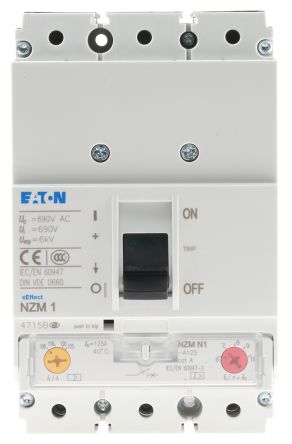 Eaton Interruttore Magnetotermico Scatolato 259086 NZMN1-A125, 3, 125A, 690V, Potere Di Interruzione 50 KA, Fissa