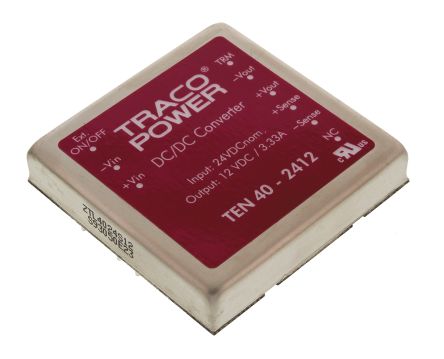 TRACOPOWER TEN 40 DC/DC-Wandler 40W 24 V Dc IN, 12V Dc OUT / 3.3A 1.5kV Dc Isoliert