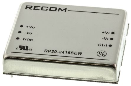 Recom RP30-EW DC/DC-Wandler 30W 24 V Dc IN, 15V Dc OUT / 2A 1.6kV Dc Isoliert