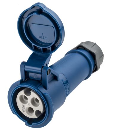 Mennekes IP44 Blue Cable Mount 3P Industrial Power Socket, Rated At 16A, 230 V