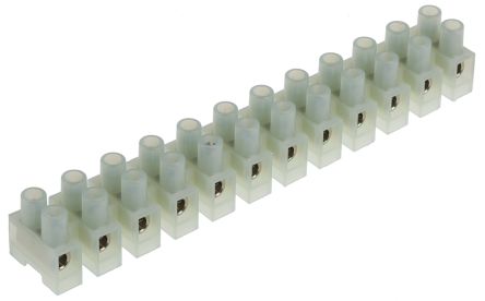RS PRO Non-Fused Terminal Block, 12-Way, 50A, 10 Mm² Wire, Screw Down Termination