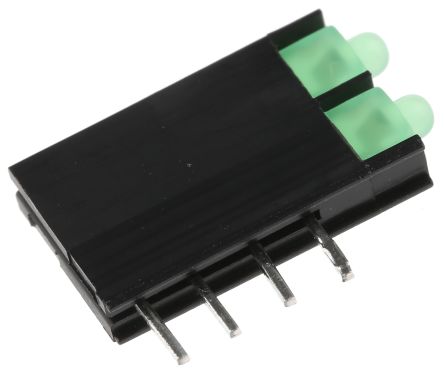 Kingbright LED Anzeige PCB-Montage Grün 2 X LEDs THT Rechtwinklig 4-Pins 70 ° 2,5 V