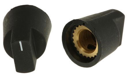 RS PRO Potentiometer Drehknopf Schwarz, Zeiger Weiß Ø 14mm X 17mm X 9mm Schaft 6.4mm