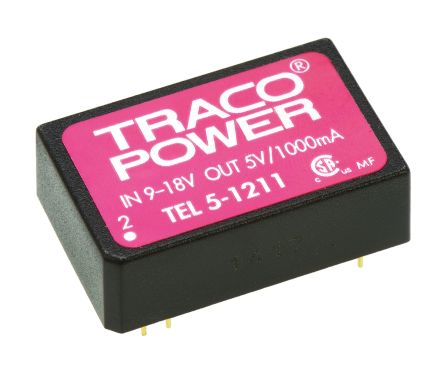 TRACOPOWER TEL 5 DC/DC-Wandler 5W 12 V Dc IN, 5V Dc OUT / 1A 1.5kV Dc Isoliert