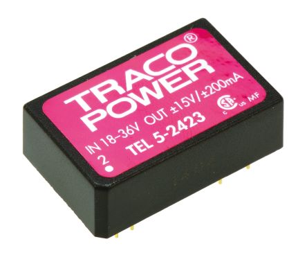 TRACOPOWER TEL 5 DC/DC-Wandler 5W 24 V Dc IN, ±15V Dc OUT / ±200mA 1.5kV Dc Isoliert