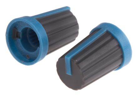 RS PRO Potentiometer Drehknopf Grau, Zeiger Blau Ø 13mm X 17mm X 13mm, Rund Schaft 6mm