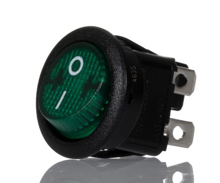 APEM Interruptor De Balancín, MR210R5LBG, Contacto DPST, On-Off, 12 A, Iluminado, Verde