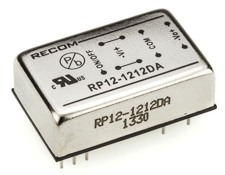 Recom RP12-A DC/DC-Wandler 12W 12 V Dc IN, ±12V Dc OUT / ±500mA 1.6kV Dc Isoliert