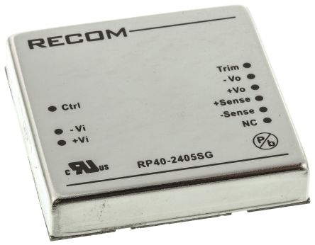 Recom RP40-G DC/DC-Wandler 40W 24 V Dc IN, 5V Dc OUT / 8A 1.6kV Dc Isoliert