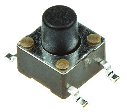 TE Connectivity Black Button Tactile Switch, SPST 50 MA @ 12 V Ac 3.4mm Surface Mount