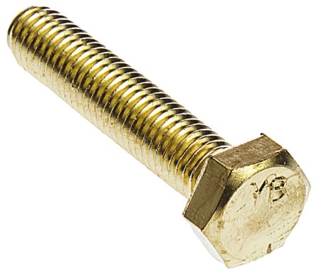 RS PRO 黄铜 六角螺栓, M8螺纹, 40mm长