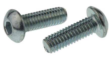 RS PRO Bright Zinc Plated Steel Hex Socket Button Screw, ISO 7380, M4 X 12mm