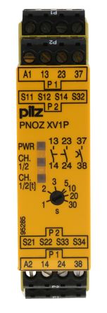 Pilz PNOZ XV1P Sicherheitsrelais, 24V Dc, 1, 2-Kanal, 2 Sicherheitskontakte Sicherheitsschalter/Verriegelung, 3 ISO