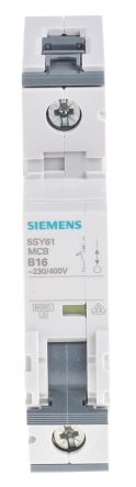 Siemens 5SY6 MCB Leitungsschutzschalter Typ B, 1-polig 16A 230V, Abschaltvermögen 6 KA Sentron DIN-Schienen-Montage