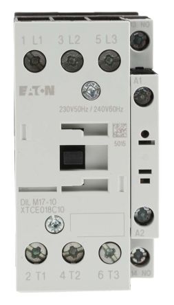 Eaton Contactor, 230 V Ac Coil, 3-Pole, 17 A, 7.5 KW, 3NO, 400 V Ac