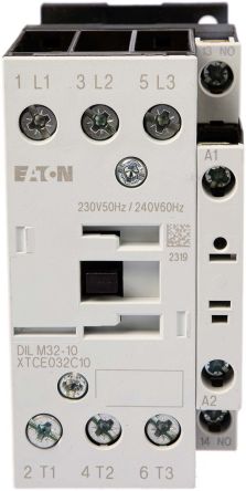 Eaton Contactor, 230 V Ac Coil, 3-Pole, 32 A, 15 KW, 3NO, 400 V Ac