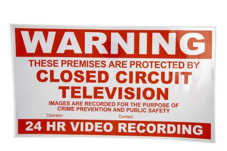 Sure24 Videoüberwachungsschild Englisch, Warning Closed Circuit Television, CCTV, 297 Mm X 210mm Rot Etikett Vinyl