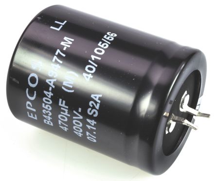 EPCOS B43504 Snap-In Aluminium-Elektrolyt Kondensator 470μF ±20% / 400V Dc, Ø 35mm X 45mm, Bis 105°C