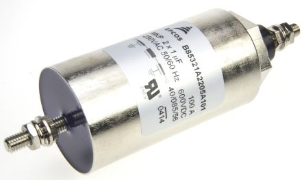 EPCOS Condensateur De Filtrage, B85321, 2 X 1.0μF, 250 V Ac, 600V C.c., 100A, Montage à Visser